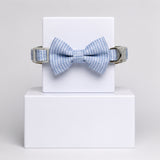 Blue Gingham Bow Tie Pet Collar
