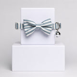 Blue & White Candy Stripe Bow Tie Pet Collar